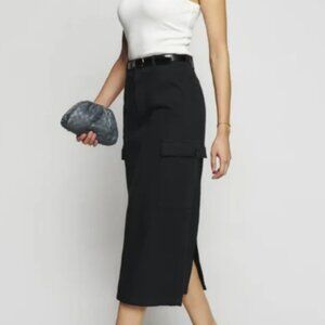 Reformation Maggi Cargo Skirt - Black - Size 25 - NWT